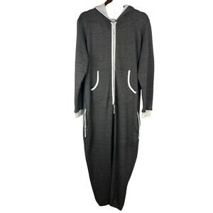 Men's Skyline Fleece Lined Gray Hooded Adult One Piece PJs M